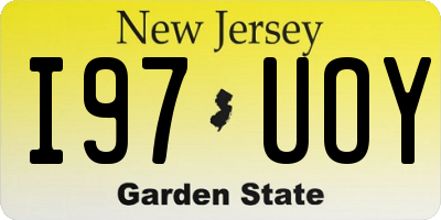 NJ license plate I97UOY