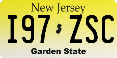 NJ license plate I97ZSC
