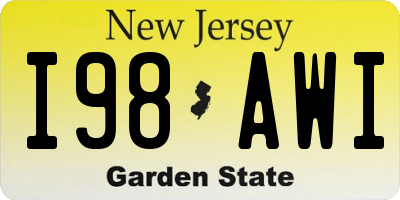 NJ license plate I98AWI