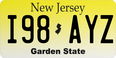 NJ license plate I98AYZ