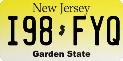 NJ license plate I98FYQ