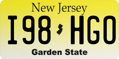 NJ license plate I98HGO