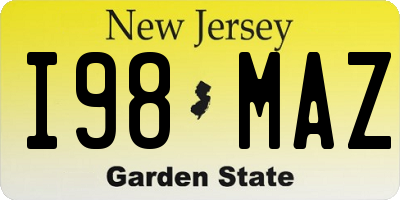 NJ license plate I98MAZ
