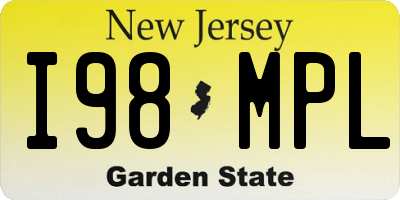 NJ license plate I98MPL