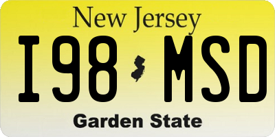NJ license plate I98MSD