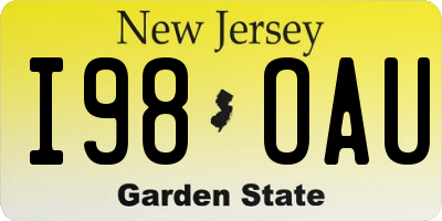 NJ license plate I98OAU