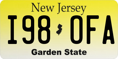 NJ license plate I98OFA