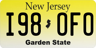 NJ license plate I98OFO