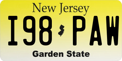 NJ license plate I98PAW