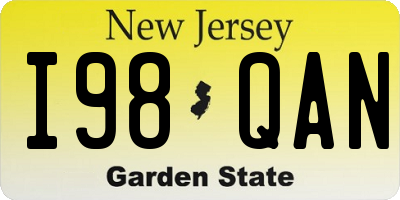 NJ license plate I98QAN