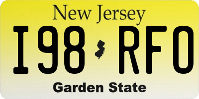 NJ license plate I98RFO