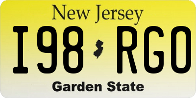 NJ license plate I98RGO