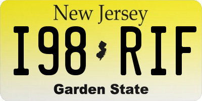 NJ license plate I98RIF