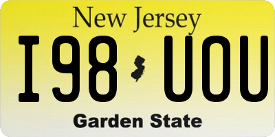 NJ license plate I98UOU
