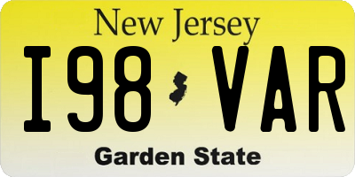 NJ license plate I98VAR