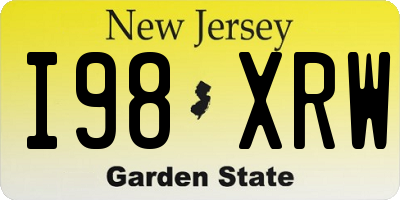 NJ license plate I98XRW