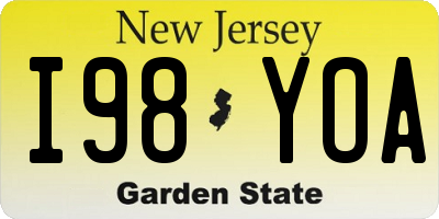 NJ license plate I98YOA