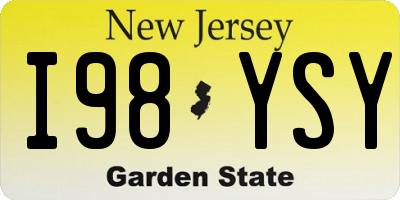 NJ license plate I98YSY