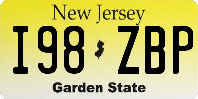 NJ license plate I98ZBP