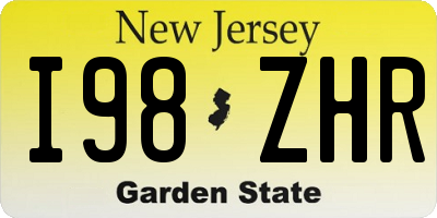 NJ license plate I98ZHR