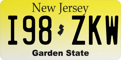 NJ license plate I98ZKW