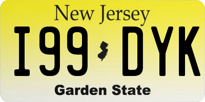 NJ license plate I99DYK