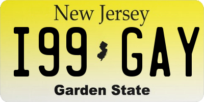 NJ license plate I99GAY