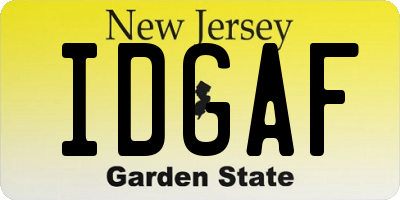 NJ license plate IDGAF