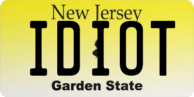 NJ license plate IDIOT