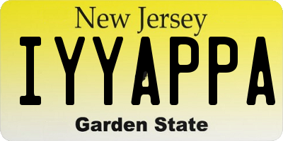 NJ license plate IYYAPPA