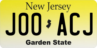 NJ license plate J00ACJ