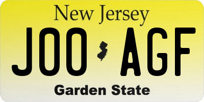 NJ license plate J00AGF
