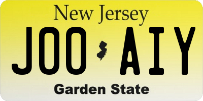 NJ license plate J00AIY
