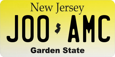 NJ license plate J00AMC