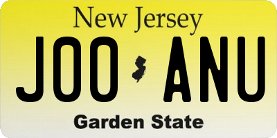 NJ license plate J00ANU