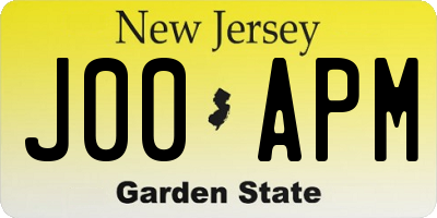 NJ license plate J00APM