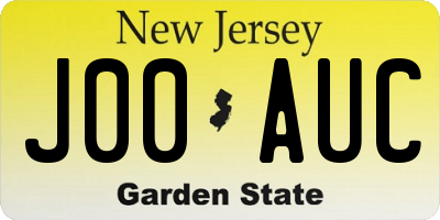 NJ license plate J00AUC