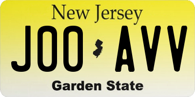 NJ license plate J00AVV