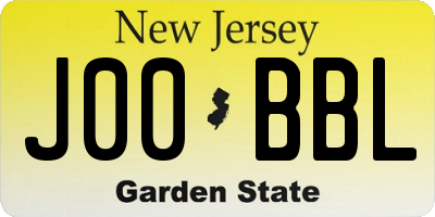 NJ license plate J00BBL