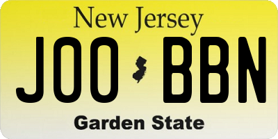 NJ license plate J00BBN