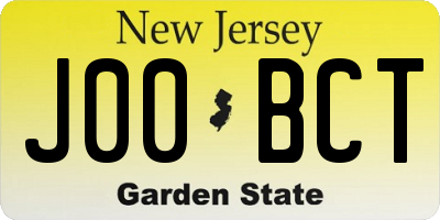 NJ license plate J00BCT