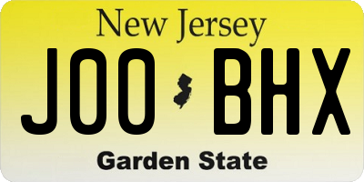 NJ license plate J00BHX