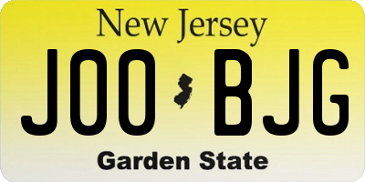 NJ license plate J00BJG