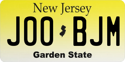 NJ license plate J00BJM