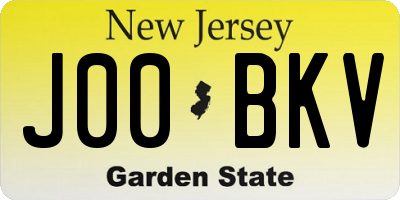 NJ license plate J00BKV