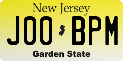 NJ license plate J00BPM