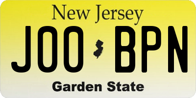 NJ license plate J00BPN
