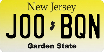 NJ license plate J00BQN