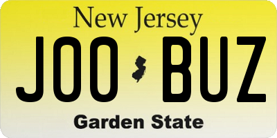 NJ license plate J00BUZ