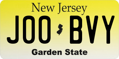 NJ license plate J00BVY